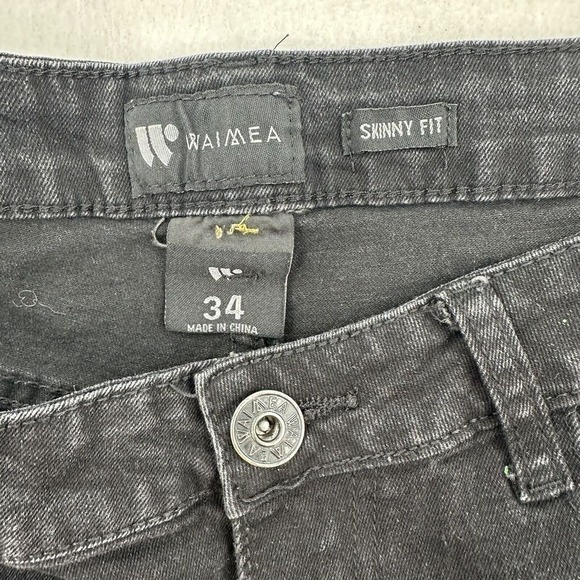 Waimea Men's Graffiti Print Artsy Colorful Black Denim Jeans Size 34 Skinny Fit - Picture 5 of 9